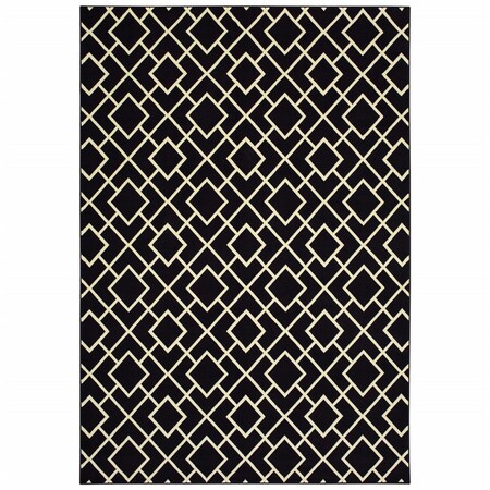 Palacedesigns 9 x 12 ft. Black Ivory Machine Woven Geometric Diamonds Indoor Area Rug PA3102501